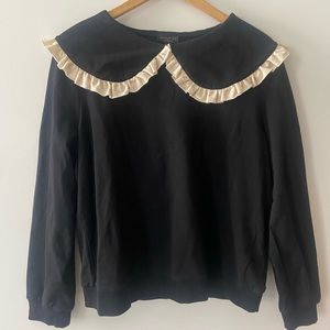 Anthropologie Current Air ruffle statement collar sweatshirt